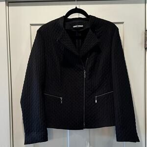 Gerry Weber Black Quilted Full Zip Blazer Jacket Size Medium - See Measurements